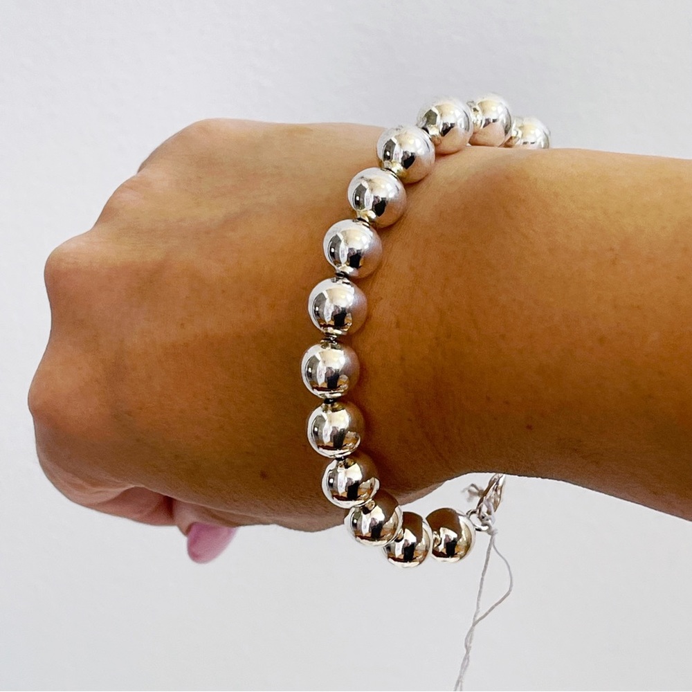 925 Silver Plated Ball Bracelet 7” NEW Classic